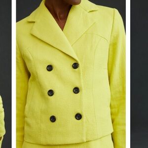 NWT Anthropologie Maeve Cropped Peacoat in Chartreuse Size Medium